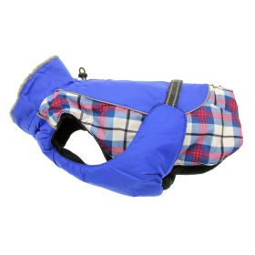 Alpine All-Weather Dog Coat (Color: Royal Blue Plaid, size: 3X-Large)