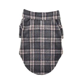 Flannel Dog Shirt (Color: Dark Gray and Pink Plaid, size: X-Large)