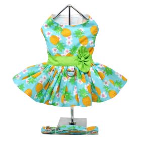 Pineapple Luau Dog Harness Dress with Matching Leash (size: small)